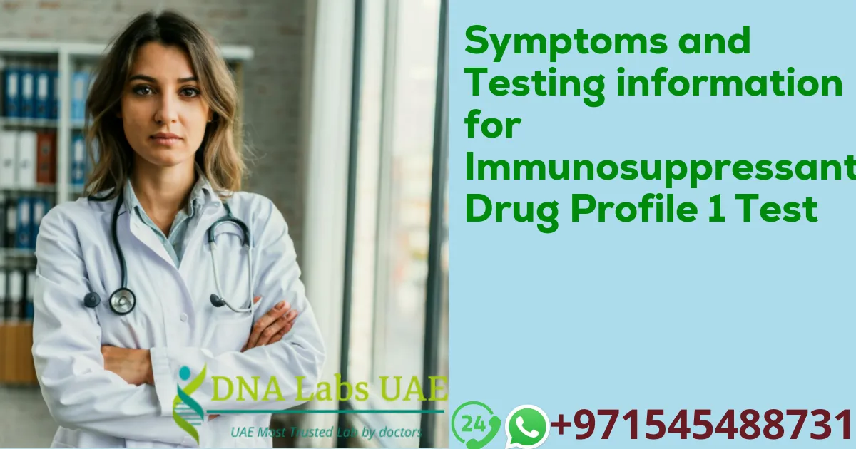 Symptoms and Testing information for Immunosuppressant Drug Profile 1 Test