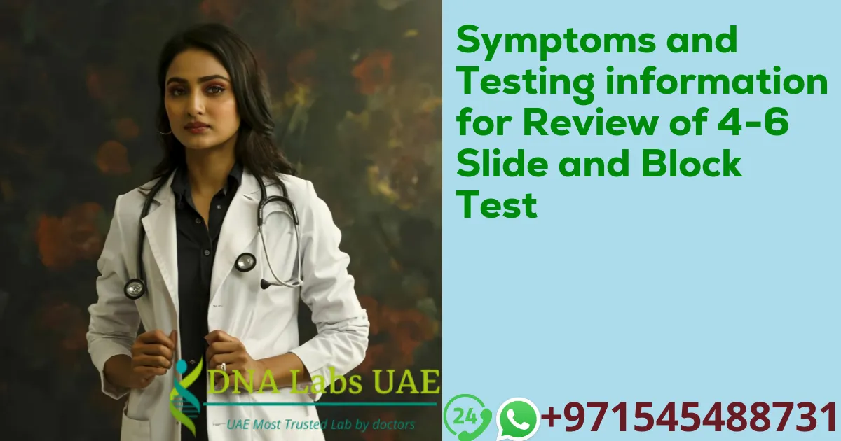 Symptoms and Testing information for Review of 4-6 Slide and Block Test