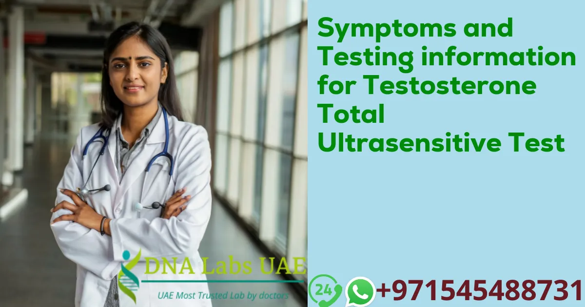 Symptoms and Testing information for Testosterone Total Ultrasensitive Test