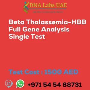 Beta Thalassemia-HBB Full Gene Analysis Single Test sale cost 1500 AED