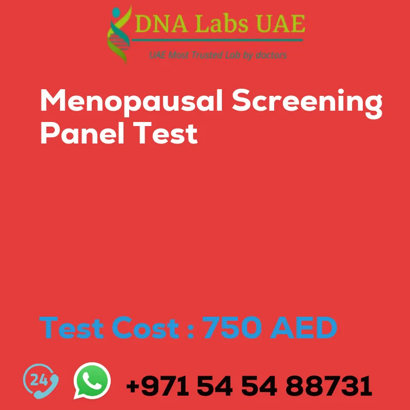 Menopausal Screening Panel Test sale cost 750 AED