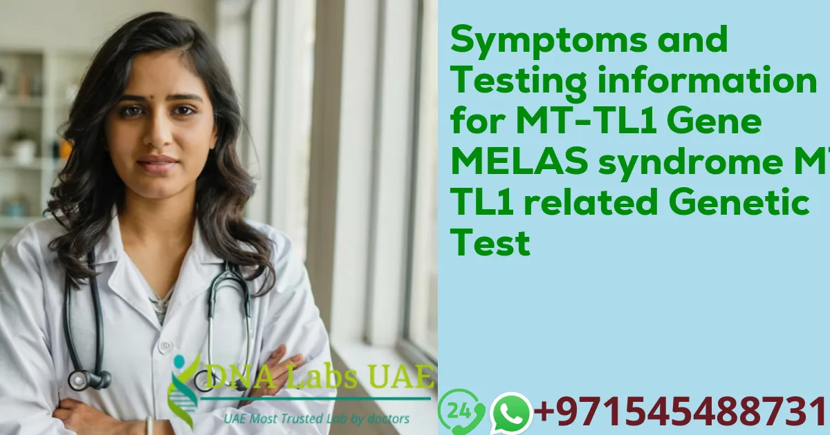 Symptoms and Testing information for MT-TL1 Gene MELAS syndrome MT-TL1 related Genetic Test