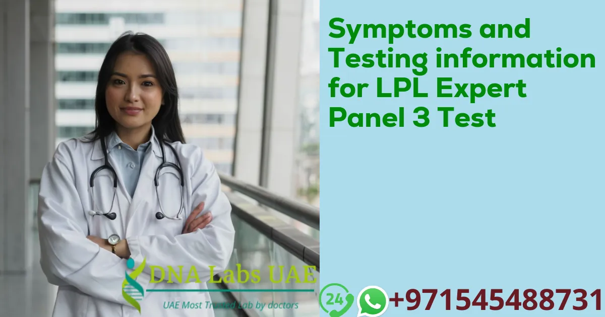 Symptoms and Testing information for LPL Expert Panel 3 Test