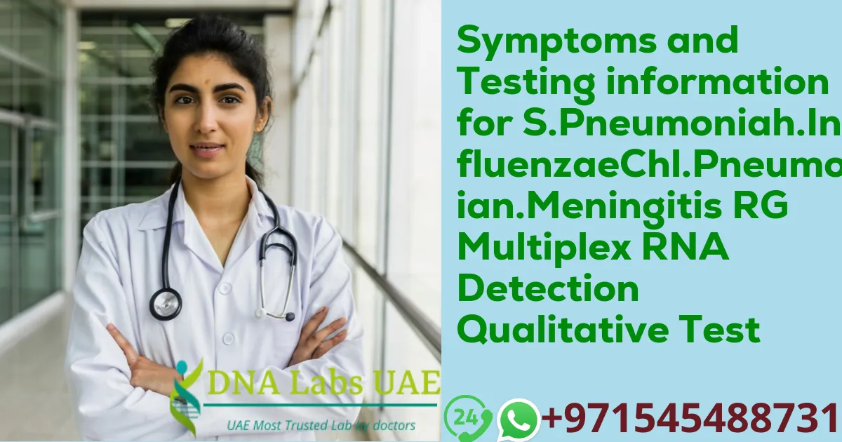 Symptoms and Testing information for S.Pneumoniah.InfluenzaeChl.Pneumonian.Meningitis RG Multiplex RNA Detection Qualitative Test