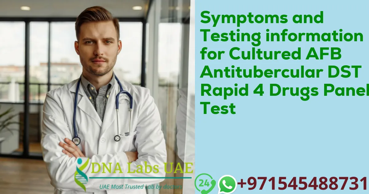 Symptoms and Testing information for Cultured AFB Antitubercular DST Rapid 4 Drugs Panel Test