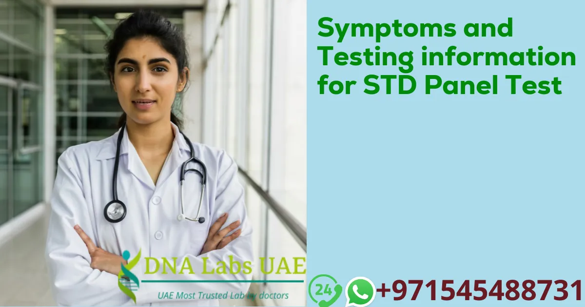 Symptoms and Testing information for STD Panel Test