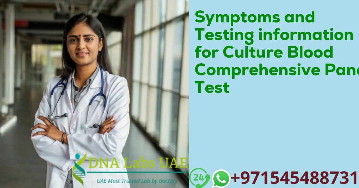 Symptoms and Testing information for Culture Blood Comprehensive Panel Test