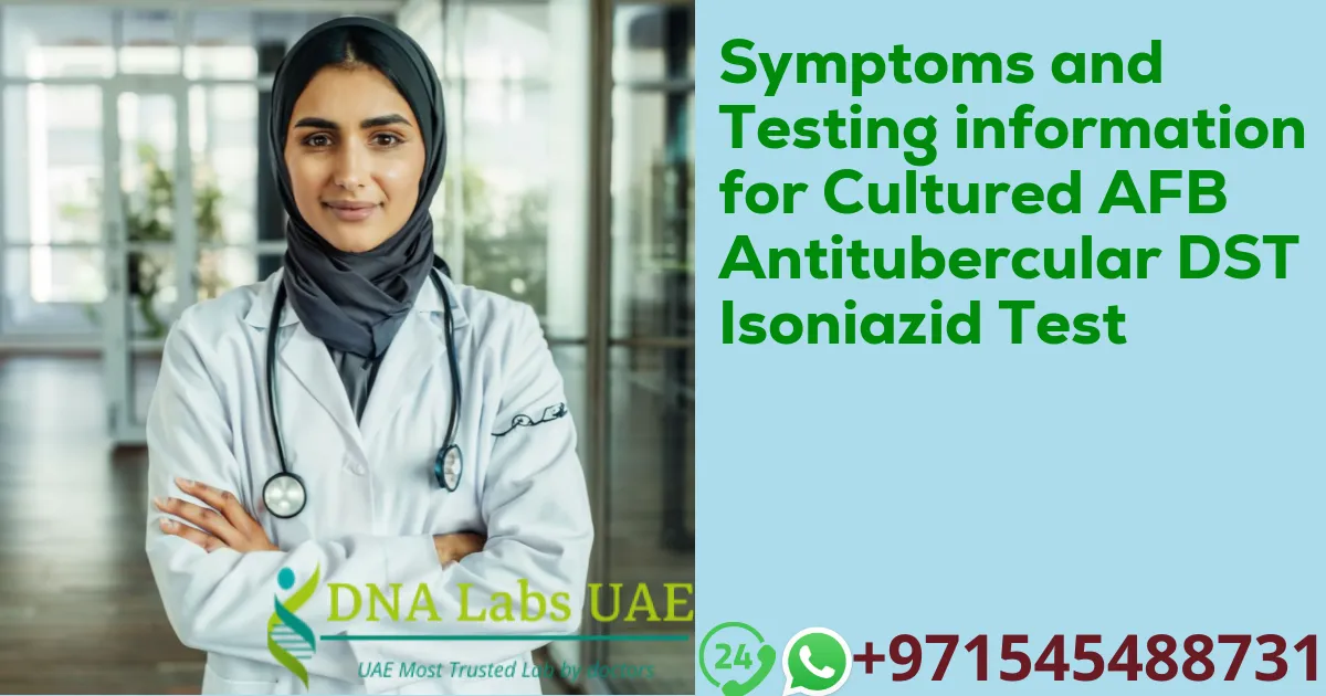 Symptoms and Testing information for Cultured AFB Antitubercular DST Isoniazid Test