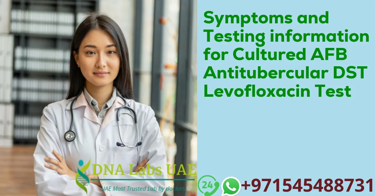 Symptoms and Testing information for Cultured AFB Antitubercular DST Levofloxacin Test