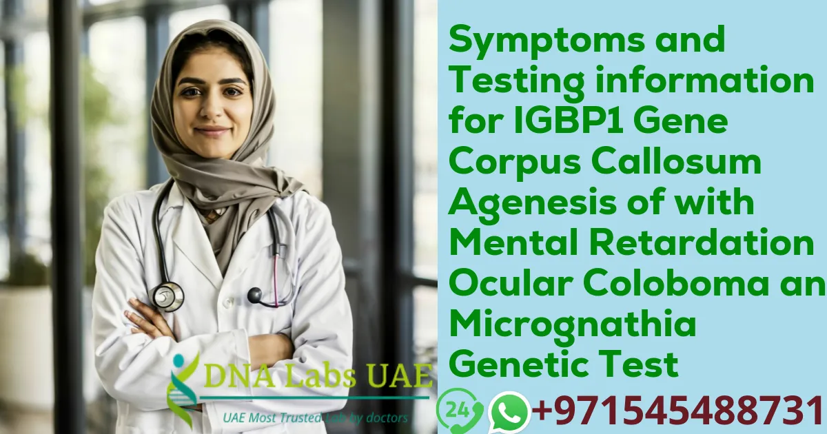 Symptoms and Testing information for IGBP1 Gene Corpus Callosum Agenesis of with Mental Retardation Ocular Coloboma and Micrognathia Genetic Test